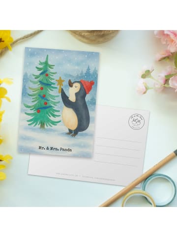 Mr. & Mrs. Panda Postkarte Pinguin Weihnachtsbaum Design ohne Sp... in Weiß