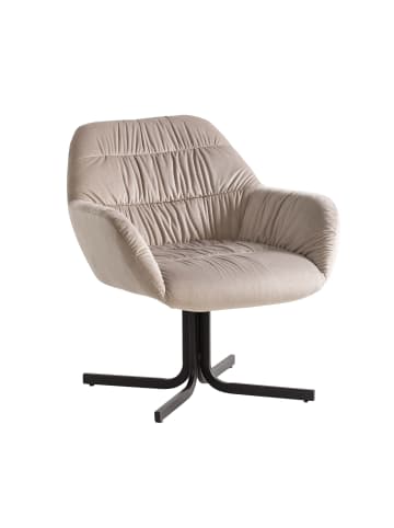 FineBuy Relaxsessel in Beige / Samt / 64x68x74