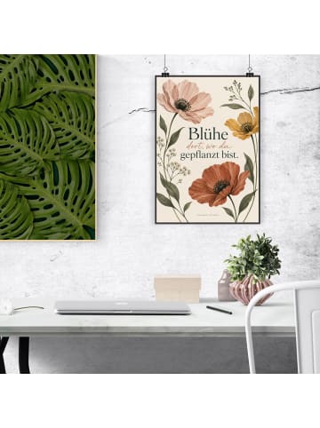 Mr. & Mrs. Panda Deko Bild Blume modern Design mit Spruch in Weiß