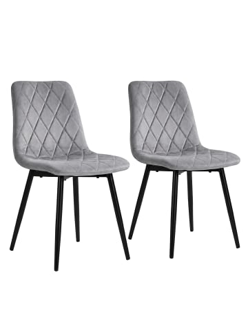 relaxdays 2 x Esszimmerstuhl in Grau - (B)43 x (H)86 x (T)53,5 cm