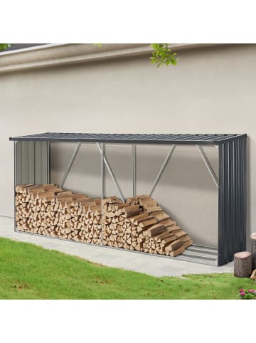 casa.pro Brennholzunterstand Kalmar in Anthrazit (L)352cm (B)80cm (H)152cm