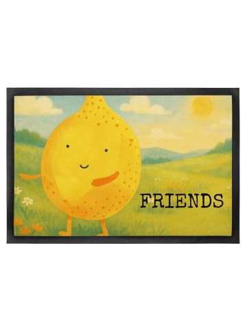 Mr. & Mrs. Panda Schmutzmatte Beste Freunde Zitrone Design mit S... in Weiß