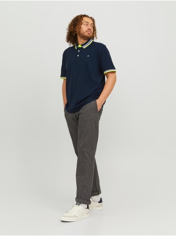 Jack & Jones + Fit Polo Shirt JJEPAULOS Sommer Hemd Pique in Dunkelblau-3