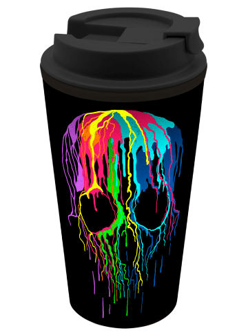 Geda Labels Coffee to go Becher Skull Neon  in Schwarz - 400ml