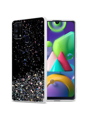 cadorabo Hülle für Samsung Galaxy M31 Glitter in Schwarz mit Glitter