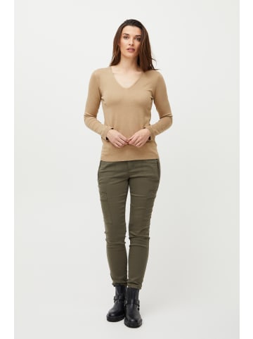 PULZ Jeans PZSARA LS Vneck Pullover Regular fit in Medium Grey Melange