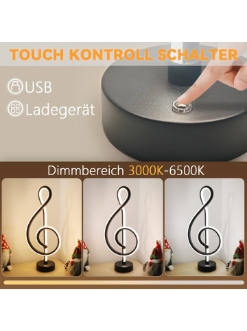 ZMH LED Tischleuchte in schwarz 2W Touch Dimmbar Akku Moderne kabellos H 38.5cm