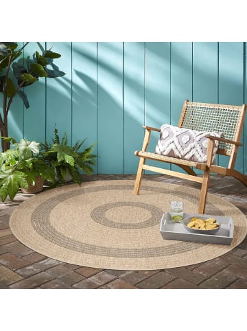 KADIMA DESIGN Teppich Outdoor Flachgewebe Vintage Polypropylen Balkon in Schwarz