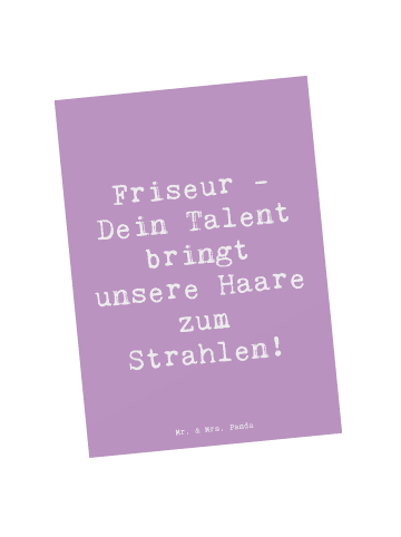 Mr. & Mrs. Panda Postkarte Spruch Friseur Talent mit Spruch in Lavendeltraum