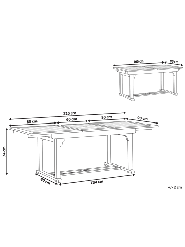 Beliani Esstisch JAVA in Braun - (W) 90 x (H) 74 x (L) 160 cm