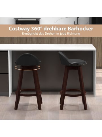 COSTWAY Barhocker 2er Set drehbar in Schwarz