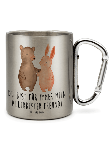 Mr. & Mrs. Panda Kaffeebecher Bär und Hase Umarmen mit Spruch in Silber