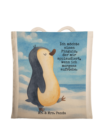 Mr. & Mrs. Panda Tasche Pinguin mHerzieren Design mit Spruch in Weiß