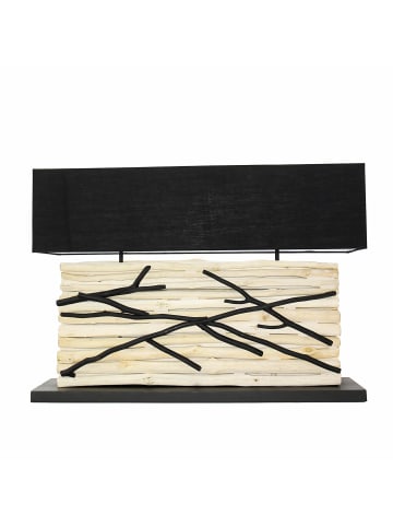 Licht-Erlebnisse Tischlampe (B)80 x (L)25 x (H)56 cm in Holz (Natur) SchwarzHolz (Natur) Schwarz
