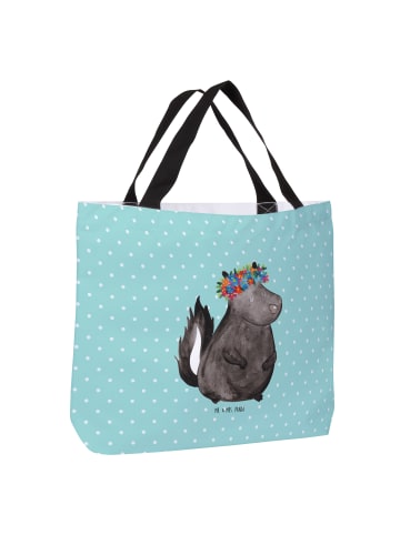 Mr. & Mrs. Panda Strandtasche Stinktier  ohne Spruch in Türkis Pastell