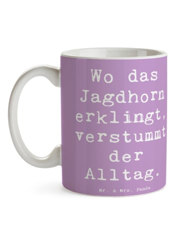 Mr. & Mrs. Panda Keramtiktasse Spruch Jagdhorn Melodie mit Spruch in Lavendeltraum