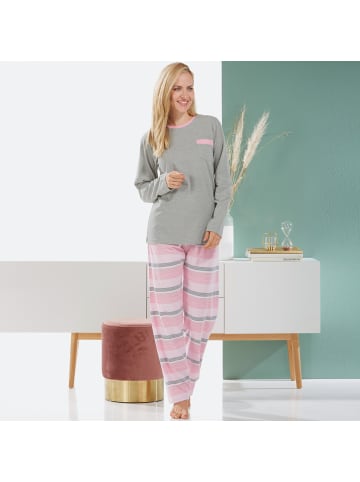 REDBEST Single-Jersey Schlafanzug in rosé/grau