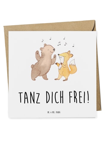 Mr. & Mrs. Panda Gutscheinkarte Tanzkurs Freude mit Spruch in Weiß