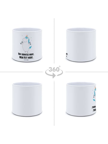 Mr. & Mrs. Panda Blumentopf Groß Einhorn Fitness mit Spruch in Weiß