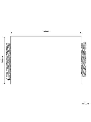 Beliani Kurzflor TACETTIN in Weiß/Schwarz - (W) 140 x (H) 1 x (L) 200 cm
