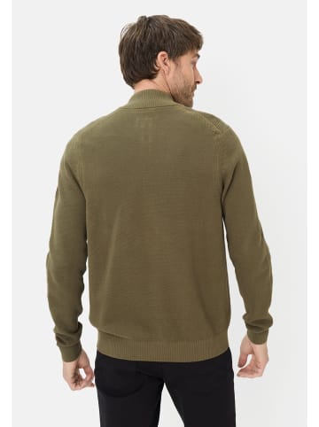 Camel Active Strickjacke mit Stehkragen in Olivgrün