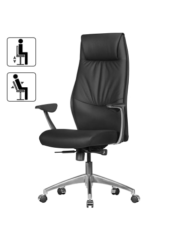 KADIMA DESIGN hefsessel Echtleder | 3-Stufen Synchronmechanik, 120kg, 8h Nutzung in Schwarz