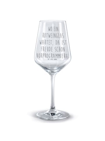 Mr. & Mrs. Panda Weinglas Spruch Rotwein Glas Freude mit Spruch in Transparent