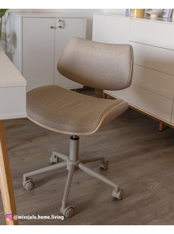home24 home24 Bürodrehstuhl (1er Set) - Beige - Chenille & Eisen - 48.0 x 74.0 x 51.0 cm in Beige