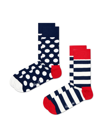 Happy Socks Socken 2-Pack Classic Big Dot Socks in dark blue, white, red