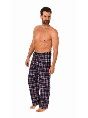 NORMANN Flanell Schlafanzug Pyjama Hose lang kariert Baumwolle - 70774 in marine