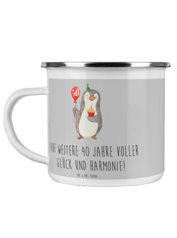 Mr. & Mrs. Panda Camping Emaille Tasse 40. Hochzeitstag Rubinhoc... in Heather Grey