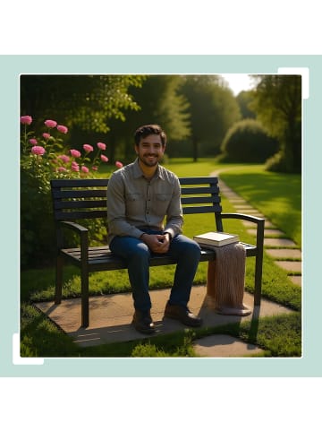 relaxdays Gartenbank in Schwarz - (B)128 x (H)88 x (T)59 cm