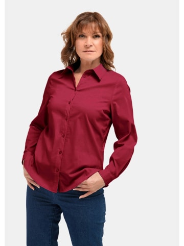 GOLDNER Basicbluse mit Hemdkragen in dunkelrot