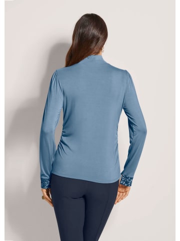 MADELEINE Elegantes Langarmshirt mit Stehkragen in rauchblau