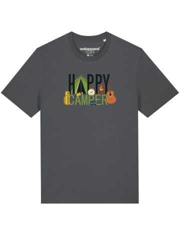 wat? Apparel T-Shirt Happy Camper in Grau