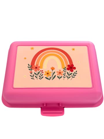 elasto Vorratsdose "School-Box" 1100 ml in pink - mit Regenbogen Motiv