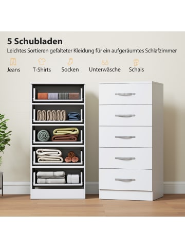 HOMCOM Kommode in Weiß 40L x 35B x 85H cm