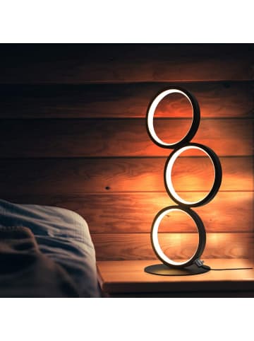 ZMH LED Tischleuchte in schwarz Touch Dimmbar mit 4 Ring Design Metall Bedlampe
