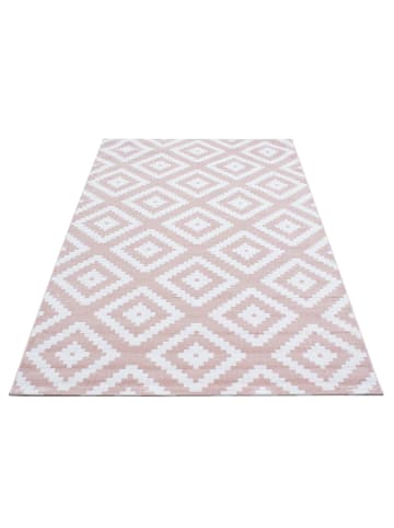 KADIMA DESIGN Teppich Kurzflor Geometrisches Muster Polypropylen Wohnzimmer in Pink