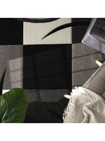 KADIMA DESIGN Teppich Kurzflor Karo Wohnzimmer in Schwarz