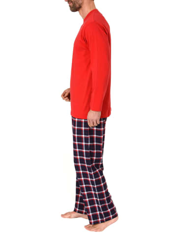 NORMANN Schlafanzug lang Pyjama FlanellHose Karo - 75023 in rot