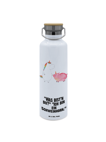 Mr. & Mrs. Panda Trinkflasche Einhorn Schwein mit Spruch in Weiß