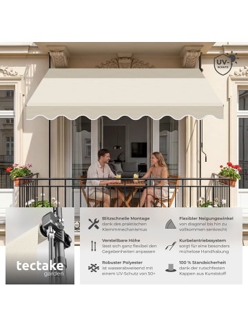 tectake Klemmmarkise - Balkonmarkise mit Handkurbel, UV-beständig
