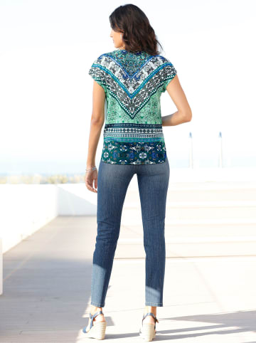 WITT WEIDEN V-Shirt in grün-blau-gemustert