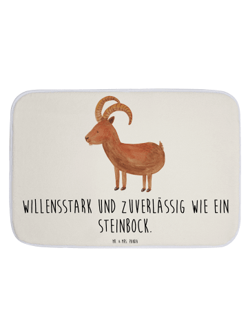 Mr. & Mrs. Panda Badeteppich Sternzeichen Steinbock mit Spruch in Weiß