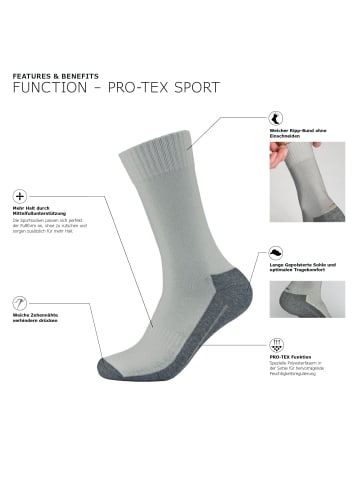 camano Unisex-Sportsocken 2 Paar in hellgrau