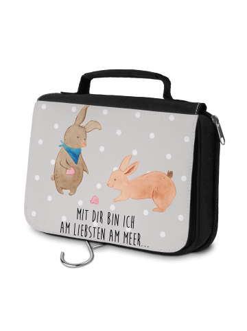 Mr. & Mrs. Panda Waschtasche Hasen Muschel mit Spruch in Grau Pastell