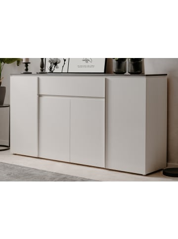 Furn.Design Sideboard weiß Glanz, grau 178 cm, Kommode mit 6 Fächern