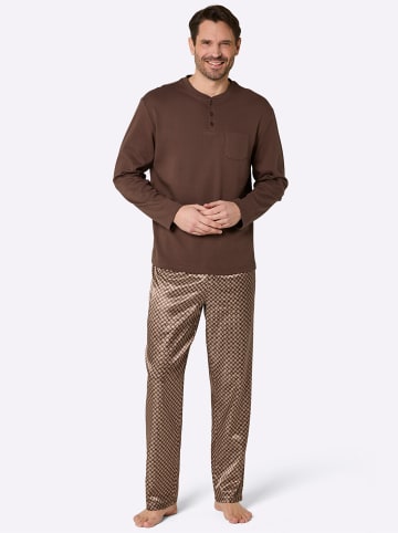 WITT WEIDEN Schlafanzug in camel-schoko-bedruckt
