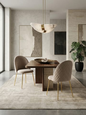 KADIMA DESIGN Design Esszimmerstuhl 2er Set Samt Gepolstert, Küchenstuhl in Beige
